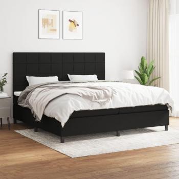 Cama box spring con colchón de tela negro 200x200 cm