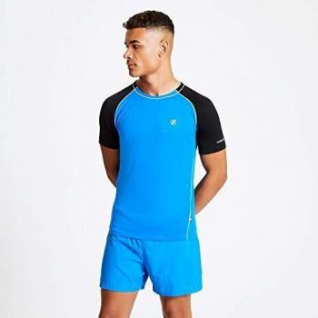Dare2b Peerless-Camiseta Deportiva, Tejido Ligero De Secado Rápido Y Estampado Reflectante T-Shirts/Polos/Vests, Hombre, Atheltic Blue/Black, XS