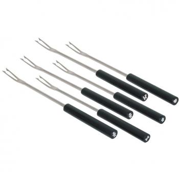 Set de 6 tenedores para fondue bourguignonne Alessi Mami con mango de madera y acero inoxidable
