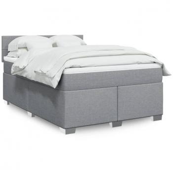 Cama Box Spring con Colchón de Tela Gris Claro 140x190 cm