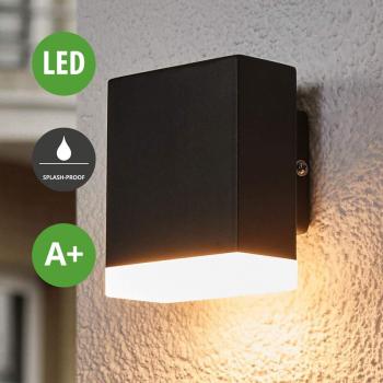 Aplique de pared exterior LED moderno Aya negro, IP44, 1 llama, luz cálida, diseño elegante