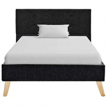 vidaXL Estructura de Cama Tela Somier Mobiliario Hogar Casa Clásica Práctica Cómoda Moderna Robusta y Duradera Sin Colchón Gris Oscura 100x200cm