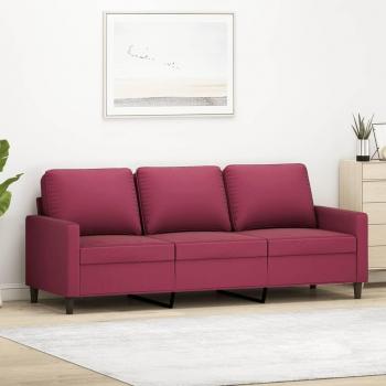 Sofá 3 Plazas Terciopelo Vino Tinto 180 cm