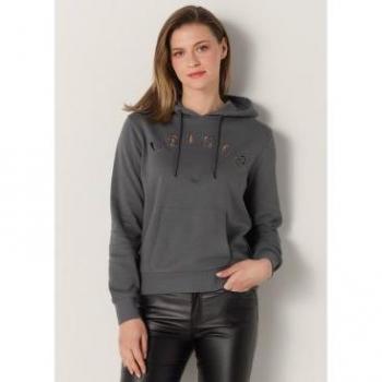 Sudadera con capucha gráfica cut out gris Lois para mujer
