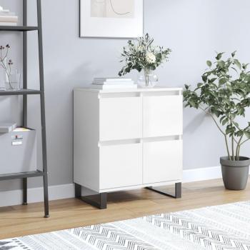 Aparador de madera contrachapada 60x35x70 cm, mueble de almacenaje de salón, buffet para salón, armario auxiliar y armario de almacenamiento en color blanco brillante