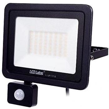 Greenice | Foco Proyector LED IP44 Negro con Detector Movimiento 50W 4250Lm Blanco Natural