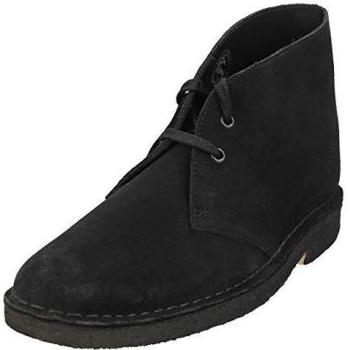 Botines de Mujer Clarks Originals Desert en Ante Negro, Plano y con Cordones