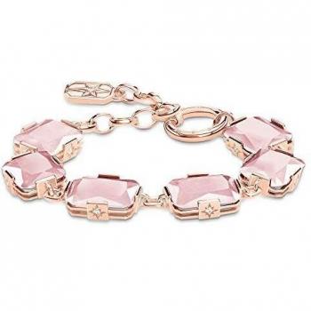 Thomas Sabo Rose Gold Plated Sterling Silver Bracelet with Large Pink Stones