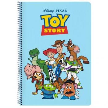 Libreta Folio 80 Hojas Cuadrícula 4x4 mm Margen Izquierdo Espiral Metálico Gramaje 80 g/m² Tapas Duras Glasofonadas Toy Story 'Ready to Play' Sa