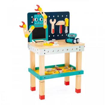 Juego de Bricolaje Infantil - Banco de Trabajo Robot Brico'Kids con 51 Accesorios y 3 Herramientas - Janod