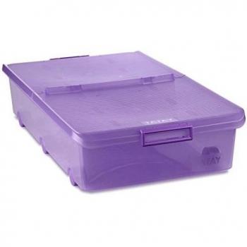 Tatay 1151113 Caja de Almacenamiento Multiusos Bajo Cama con Tapa y Ruedas, 63 l de Capacidad, Plástico Polipropileno Libre de BPA, Lila Translúcido, 45 x 78 x 18 cm