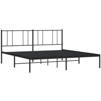 Estructura de cama con cabecero metal negro 180x200 cm vidaXL - Negro, armazón de cama, sin colchón