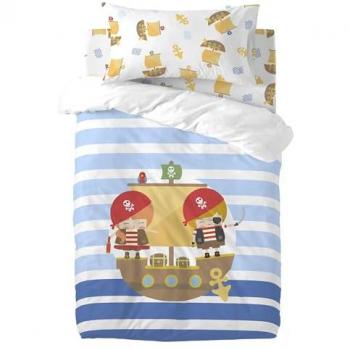 Juego Nórdico Cuna 2 Piezas Pirata Multicolor, 100x120 cm, 100% Algodón, Calidad de 150 TC