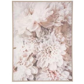 Lienzo enmarcado Flor - madera blanca - 58x78 cm