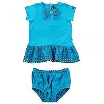 Lili Gaufrette Broderie Inglés vestido-TURQUOIS - 3M