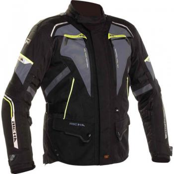 Chaqueta de Moto Richa Infinity 2 Flare Gris-Amarillo Fluo, chaqueta textil impermeable para motocicleta, color negro, gris y amarillo, talla S