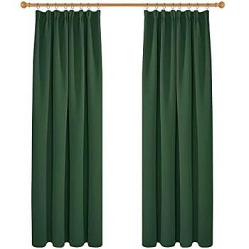 Deconovo Cortinas Salón Opacas Modernas Térmicas Aislante Decorativas Fruncidas 2 Piezas 140x240cm Verde Oscuro