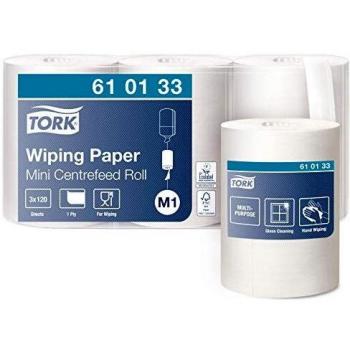 Tork 610133 Papel de secado Advanced/Paños de papel compatibles con el sistema M1 / 3 x bobinas / 1 capa - Blanco