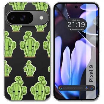 Funda Silicona Transparente para Google Pixel 9 5G diseño Cactus Dibujos