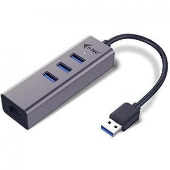 i-tec Metal USB 3.0 - Concentrador de 3 Puertos con Adaptador Ethernet Gigabit, Gris Metálico, Velocidad de 5000 Mbit/s