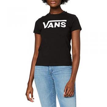 Vans - Camiseta de mujer Flying V Crew, manga corta, color negro y blanco, talla XXL