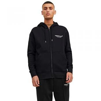 Jack & Jones Men's Black Full Zip Hoodie Sweatshirt - XL