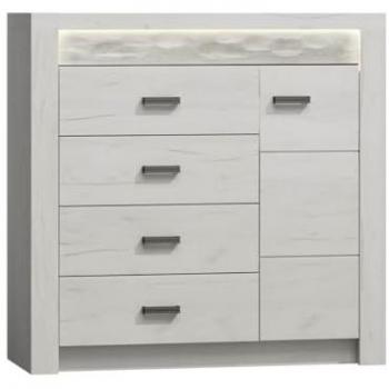 Cómoda Stanton C115 - Mueble de Arte Blanco con 4 Cajones y Puertas, Dimensiones 104x109x42cm