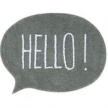 Happy Decor Kids -Alfombra Lavable Hello 100% Algodón Natural -Gris, Blanco- 90 x 120 cm