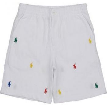Polo Ralph Lauren Bermuda de niño en blanco con microbordado