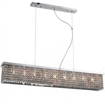 Lámpara colgante rectangular Piazza de 9 bombillas en cromo pulido y cristal