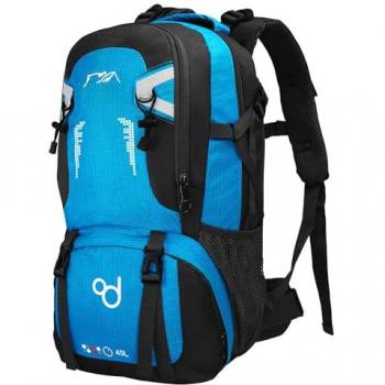 Mochila Impermeable Azul Claro 40L con Cierres, Asas y Correas de Seguridad para Senderismo y Camping