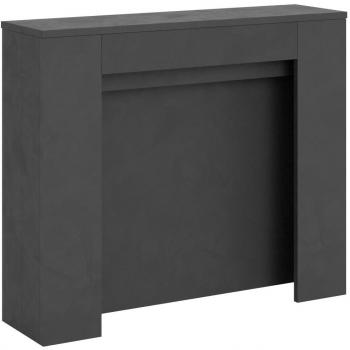 Consola extensible 90x25/211 cm efecto madera antracita espatulado Kiba