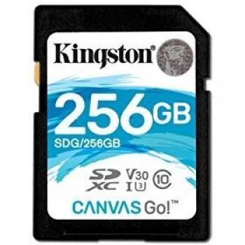 Kingston SD Canvas Go - Tarjeta de Memoria SD Clase 10 SDHC/SDXC de 256 GB para Drones, Color Azul