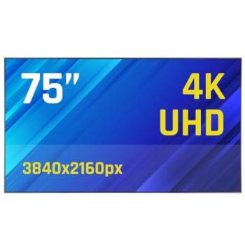 Pantalla Señalización Digital 4K UHD 75 - Alto Brillo 1500 CD/m², Android 11, WiFi 6, Bluetooth, HDMI, USB, Altavoces, VESA