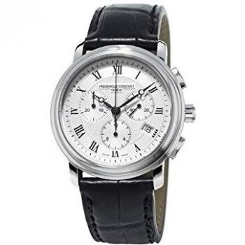 Reloj Cronógrafo Clásico para Hombre Frederique Constant FC-292MC4P6 con Dial Blanco y Correa de Cuero