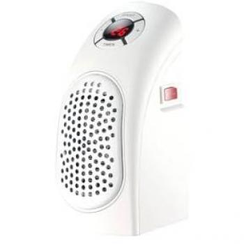 Calefactor eléctrico cerámico de enchufe 400W bajo consumo para baño - pequeño y eficiente en blanco