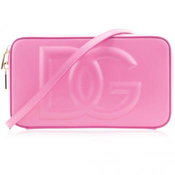 Dolce & Gabbana Fuchsia Leather Crossbody Bag with Logo - One Size