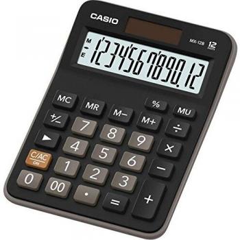 Calculadora Casio MX-12B de Sobremesa con Pantalla de 12 Dígitos, Color Negro