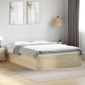 Cama de madera multicapa Roble Sonoma 140x200 cm Vidaxl Marrón