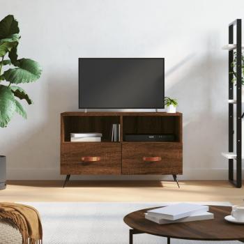 Mueble para TV de madera contrachapada en color roble marrón, dimensiones 80x36x50 cm, ideal para salón, diseño funcional y moderno