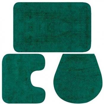 vidaXL Conjunto de Alfombrillas de Baño de Tela 3 Piezas Turquesa Decoración