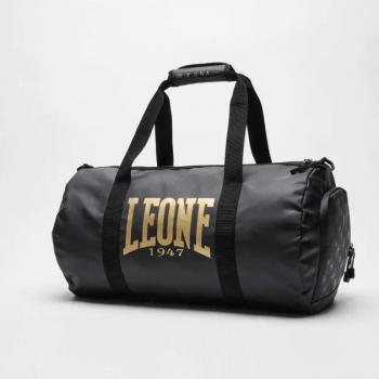 Bolsa de deporte Leone1947 Duffel Dna Negro, material resistente, cierre principal con cremallera, asas ajustables y desmontables, diseño compacto y ligero, capacidad ideal para gimnasio o viajes cortos