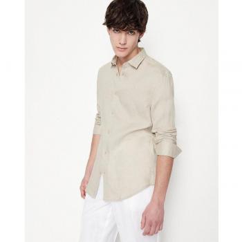 Armani Exchange Men's Casual Beige Linen Shirt Size M