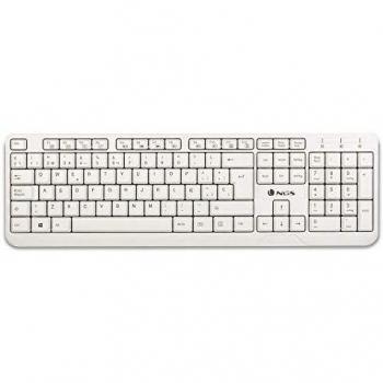 NGS Spike Teclado con Cable Conexión USB con 12 Teclas Multimedia, Teclado de Membrana Color Blanco
