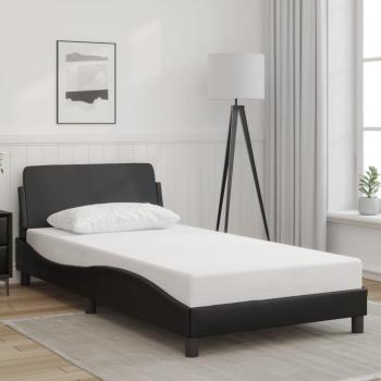 Cabecero de cama negro de 100x200 cm con estructura de cuero sintético