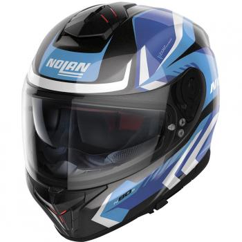 Casco Integral Nolan N87 Special Plus N-COM Negro Metal 60 y Casco Nolan N80-8 Rumble N-Com Negro Azul (S)