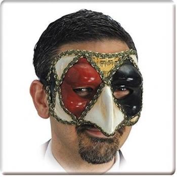Carnaval Juguetes - Máscara veneciana Hombre En Hoja maché Negro Rojo