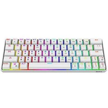 60% Teclado mecánico Gaming, Bluetooth 5.1, Teclado inalámbrico para Ordenador, 63 Teclas, Compacto con retroiluminación RGB, batería de 1900 mAh para escritores Gamers
