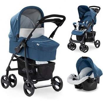 Hauck carro Shopper SLX trioset, coche de bebes 3 piezas de capazo, sillita y grupo 0+, botellero, facil y comodo plegado, para recien nacidos hasta bebes/niños de 25 kg, azul
