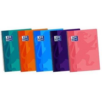 Oxford Classic 400088603 - Pack de 5 cuadernos espiral con tapa de plástico, Fº
